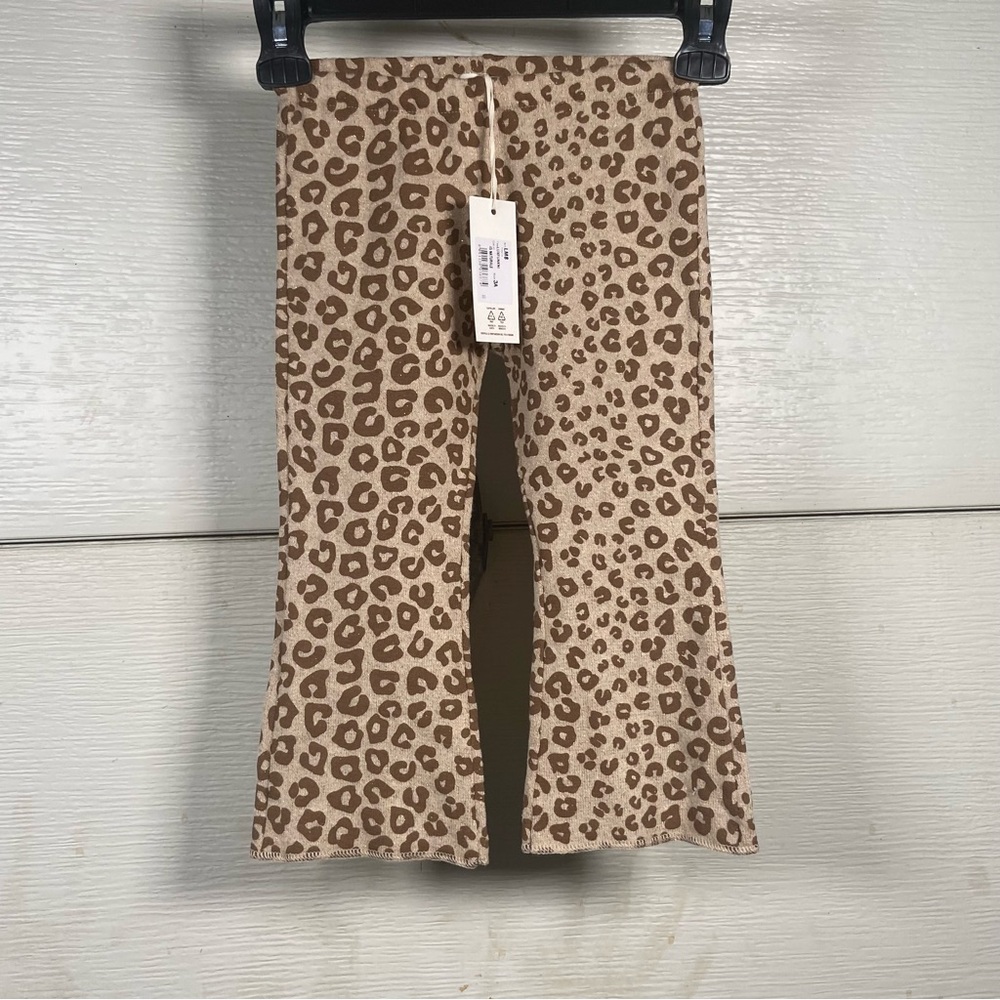Girls Zhoe & Tobiah Leopard Print Flared Leggings Size 3 NWT‎